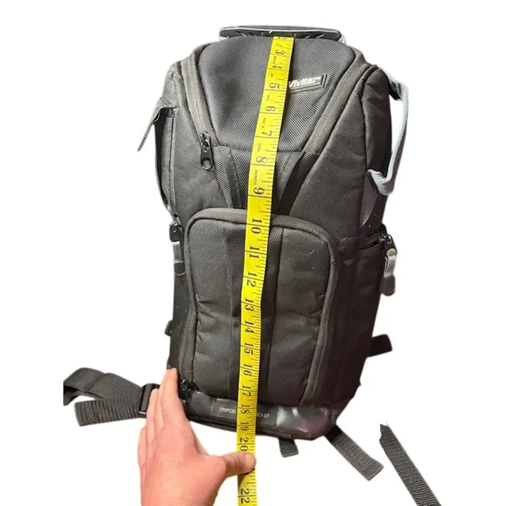 VIVITAR DSLR Camera Backpack Bag Black Padded Case w/ Rain Fly Tripod Pocket